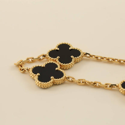 [Everoly JW]CLOVER  5 MOTIFS BLACK ONYX BRACELET