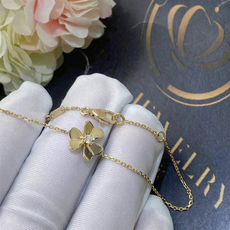[Everoly JW]FRIVOLE GOLD FLOWER PINK MALACHITE BRACELET