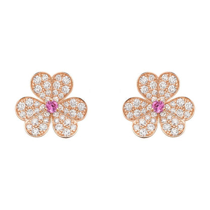[Everoly JW]FRIVOLE PINK GOLD FLOWER DIAMOND EARRINGS