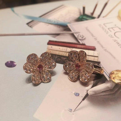 [Everoly JW]FRIVOLE PINK GOLD FLOWER DIAMOND EARRINGS
