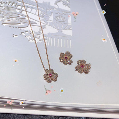 [Everoly JW]FRIVOLE PINK GOLD FLOWER DIAMOND EARRINGS