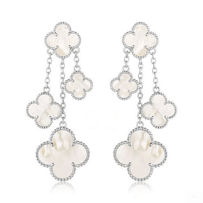 [Everoly JW]CLOVER EARRINGS WHITE MOP 4 MOTIFS SILVER