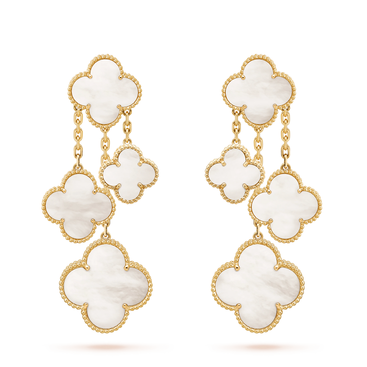 [Everoly JW]CLOVER EARRINGS WHITE MOP 4 MOTIFS GOLD