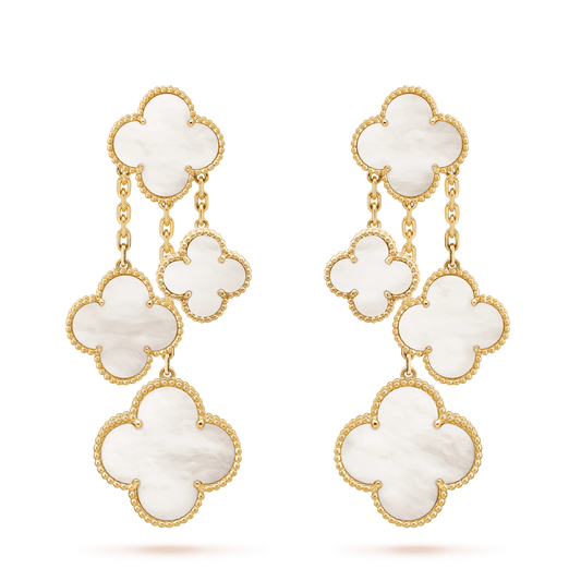 [Everoly JW]CLOVER EARRINGS WHITE MOP 4 MOTIFS GOLD