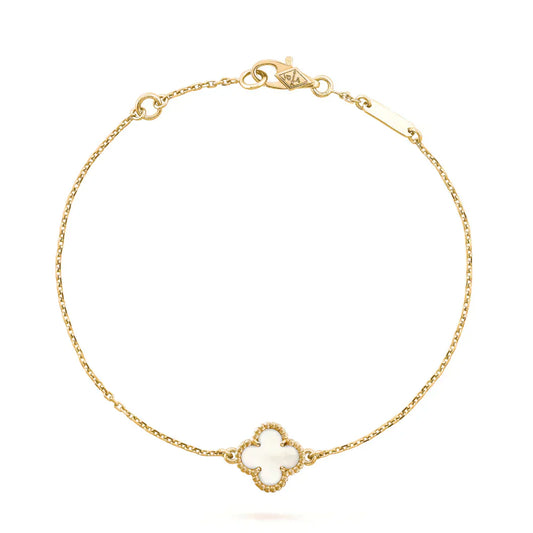 [Everoly JW]CLOVER WHITE MOP SINGLE FLOWER BRACELET