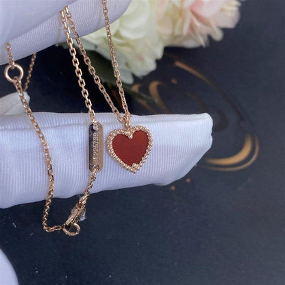 [Everoly JW]SWEET CLOVER CARNELIAN HEART NECKLACE