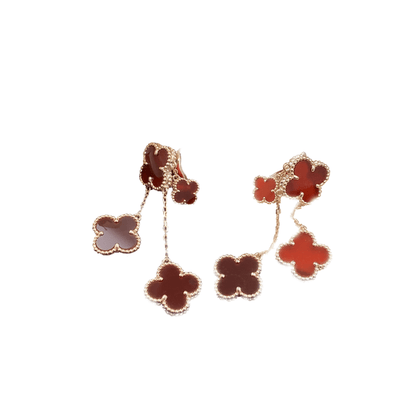 [Everoly JW]CLOVER EARRINGS CARNELIAN 4 MOTIFS PINK GOLD