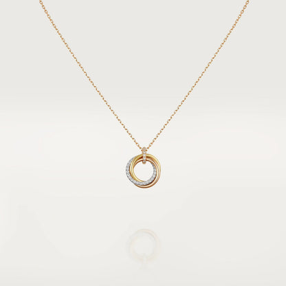 [Everoly JW]TRINITY NECKLACE SILVER GOLD PINK GOLD DIAMONDS