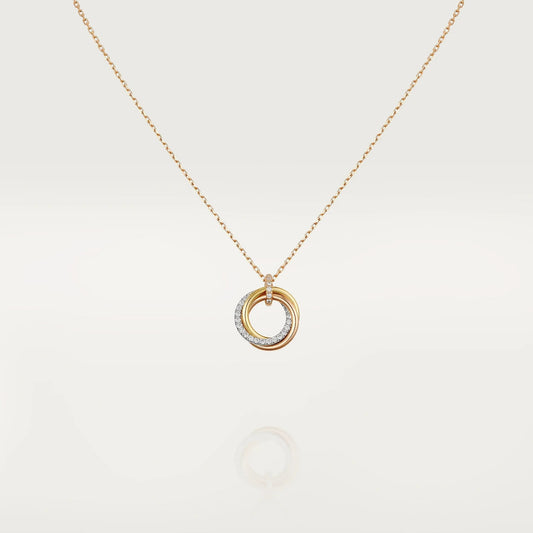 [Everoly JW]TRINITY NECKLACE SILVER GOLD PINK GOLD DIAMONDS