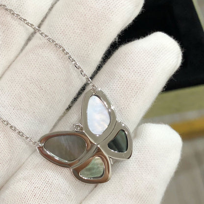 [Everoly JW]LARGE BUTTERFLY SILVER PENDANT DIAMOND NECKLACE