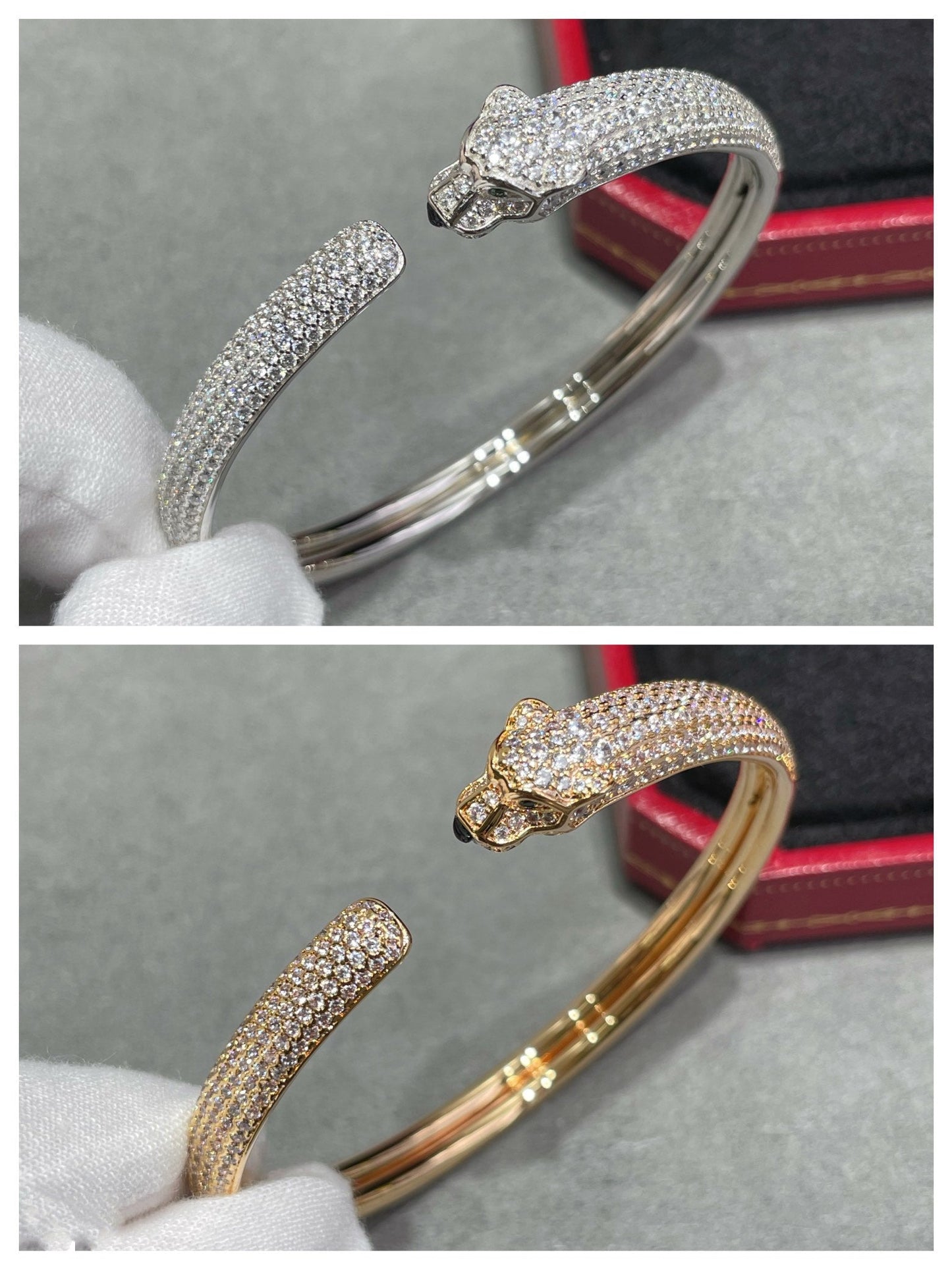 [Everoly JW]PANTHERE FULL DIAMOND OPEN BRACELET
