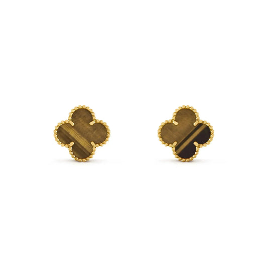 [Everoly JW]CLOVER MEDIUM 1 MOTIFS TIGER EYE EARRINGS